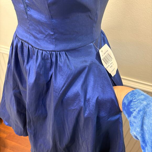 B Darlin Size 5/6 Dress Cocktail Hoco Prom Vintage Hi-Low Princess Taffeta Blue - Picture 5 of 16